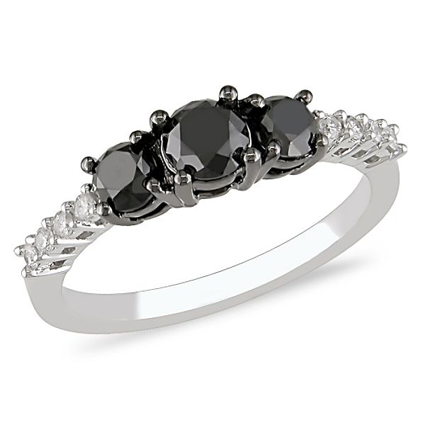 1 Ct. T.w.* Black And White Diamond Ring In 10K White Gold