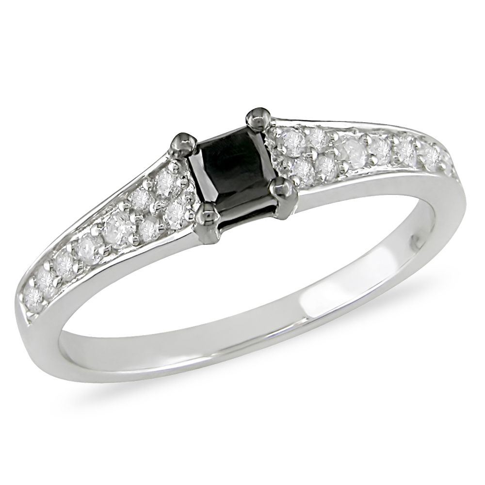 1/2 cttw Black and White Diamond Ring in 10k White Gold