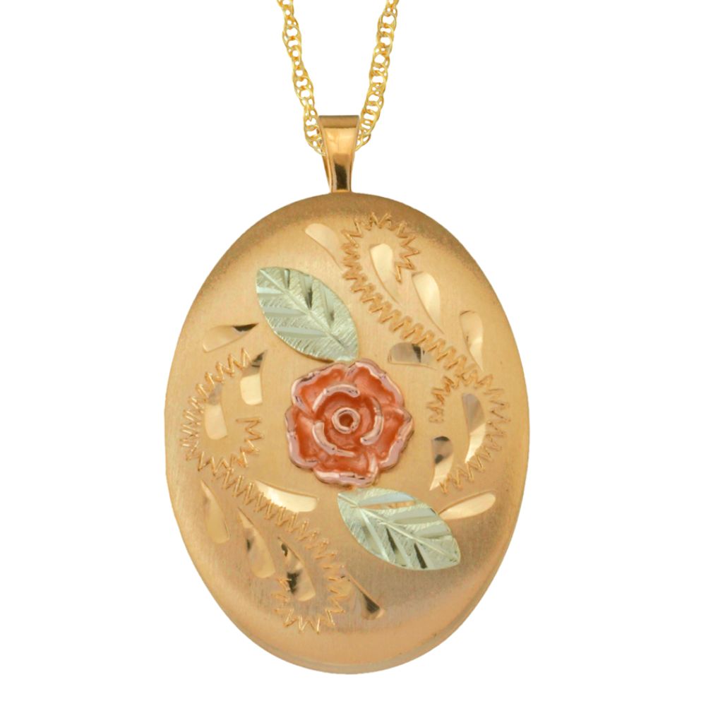 Black Hills Gold Tricolor Gold-Filled Dakota Rose<SUP><SMALL>TM</SMALL></SUP> Oval Locket at Sears.com