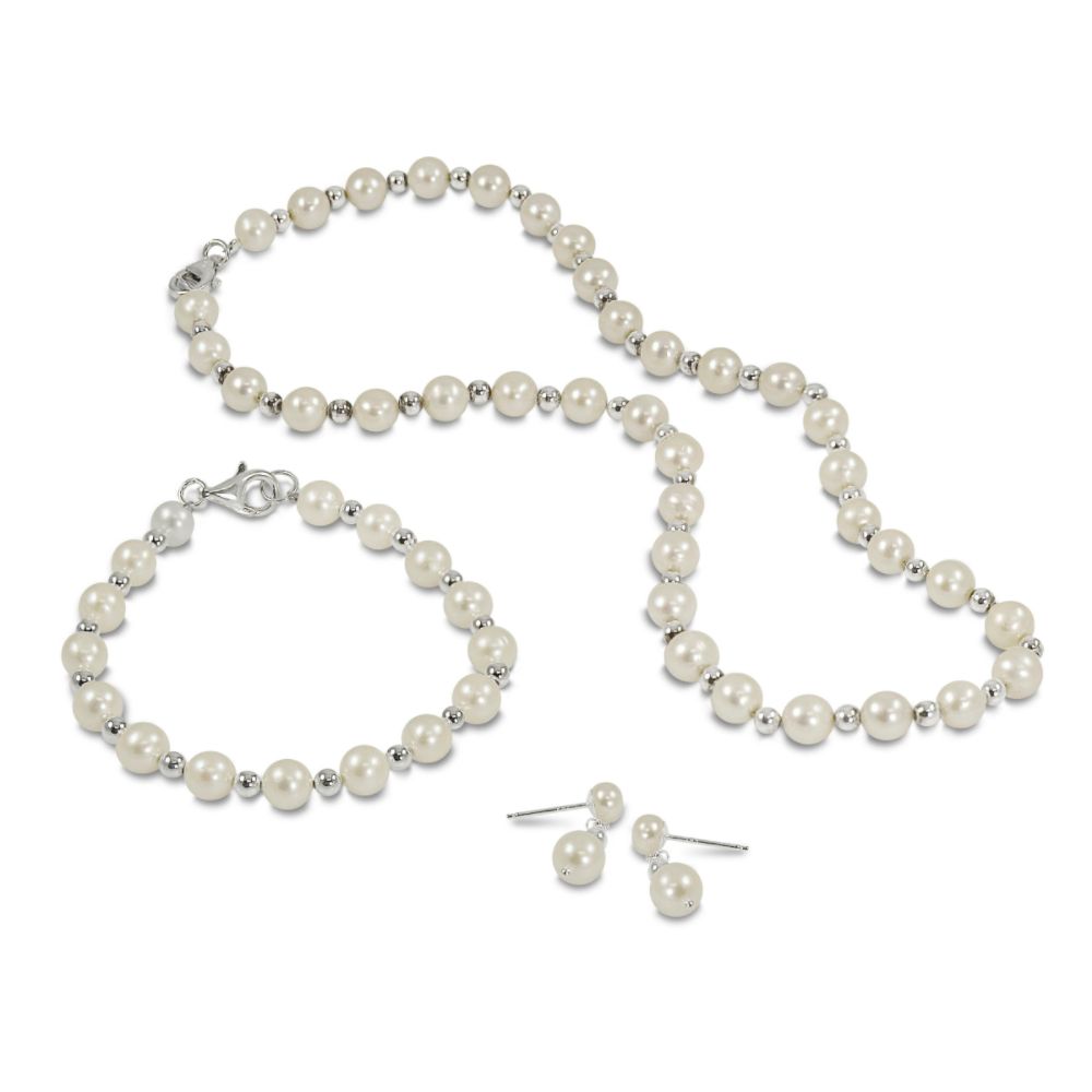 7-7.5mm Cultured Freshwater Pearl 17" Necklace, 7.5" Bracelet and Stud Earring Set. at Sears.com