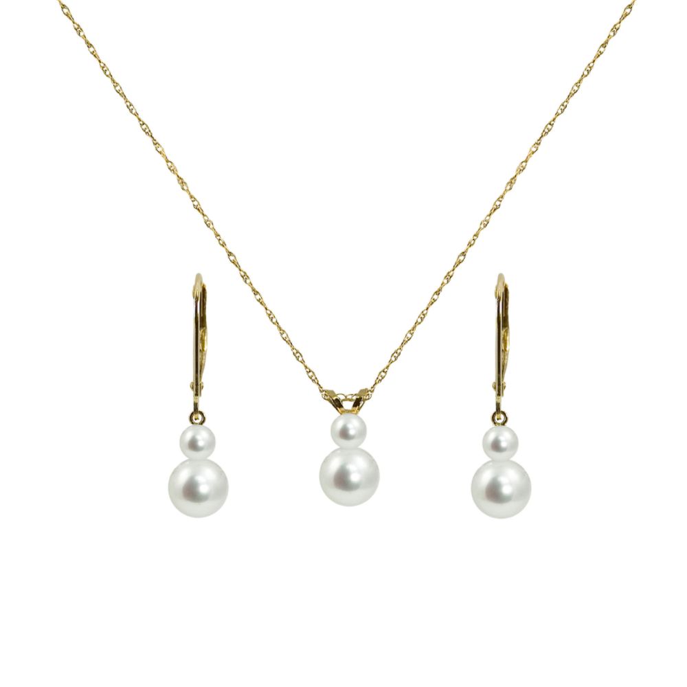 6-6.5mm Cultured Freshwater Pearl and Cultured Pearl Pendant and Earring Set. 10k Yellow Gold at Sears.com
