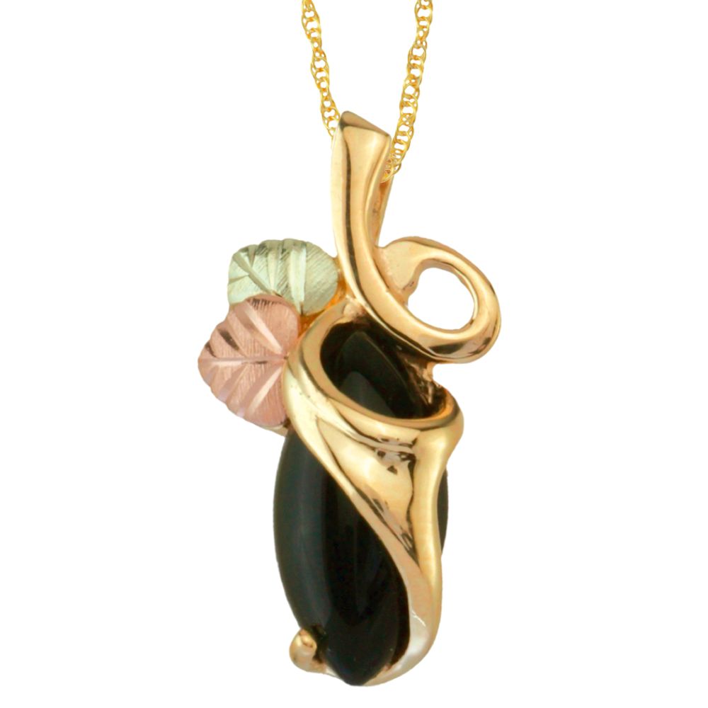 Tricolor 10K Onyx Wrap Pendant