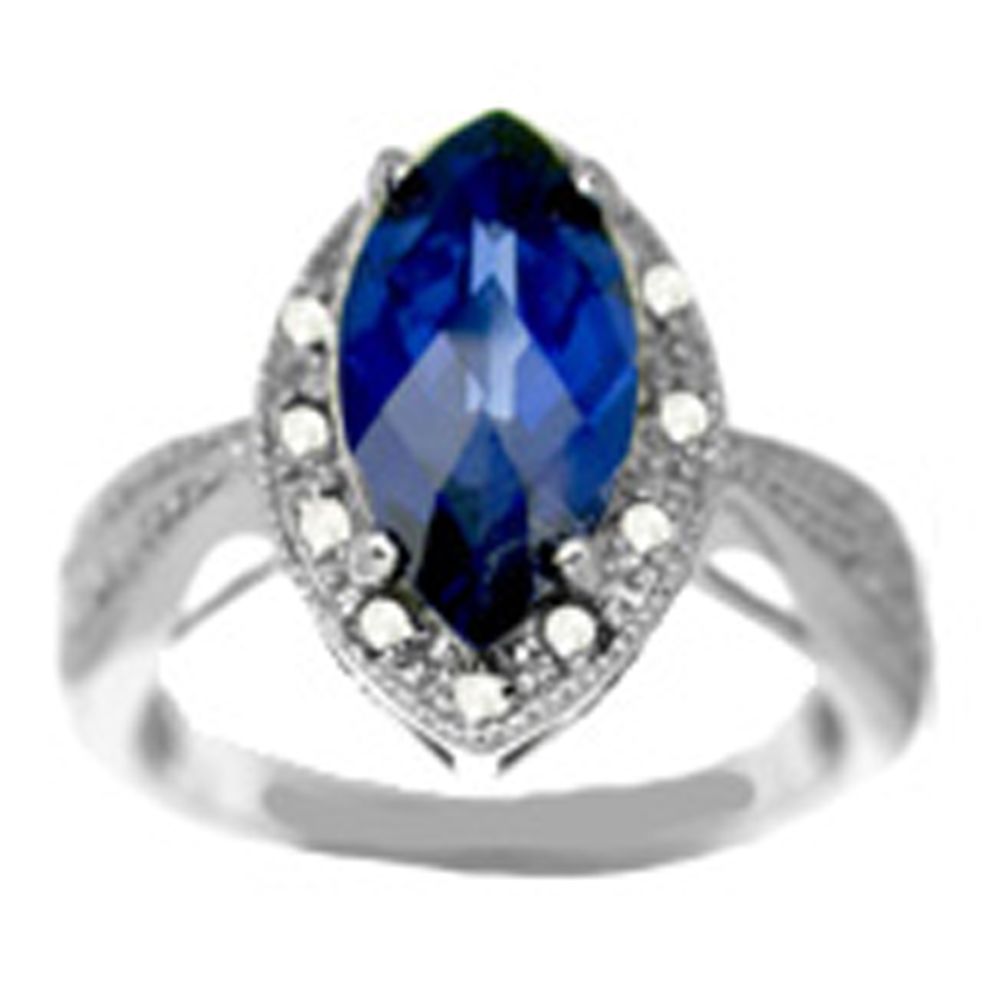 1/10 cttw Diamond and Sterling Silver with Lab Created Sapphire Ring at Kmart.com