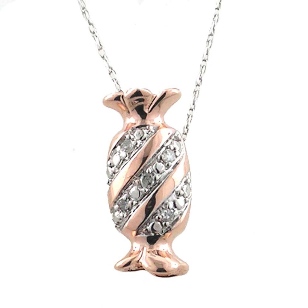 Diamond Accent Candy Pendant. 10k Rose Gold