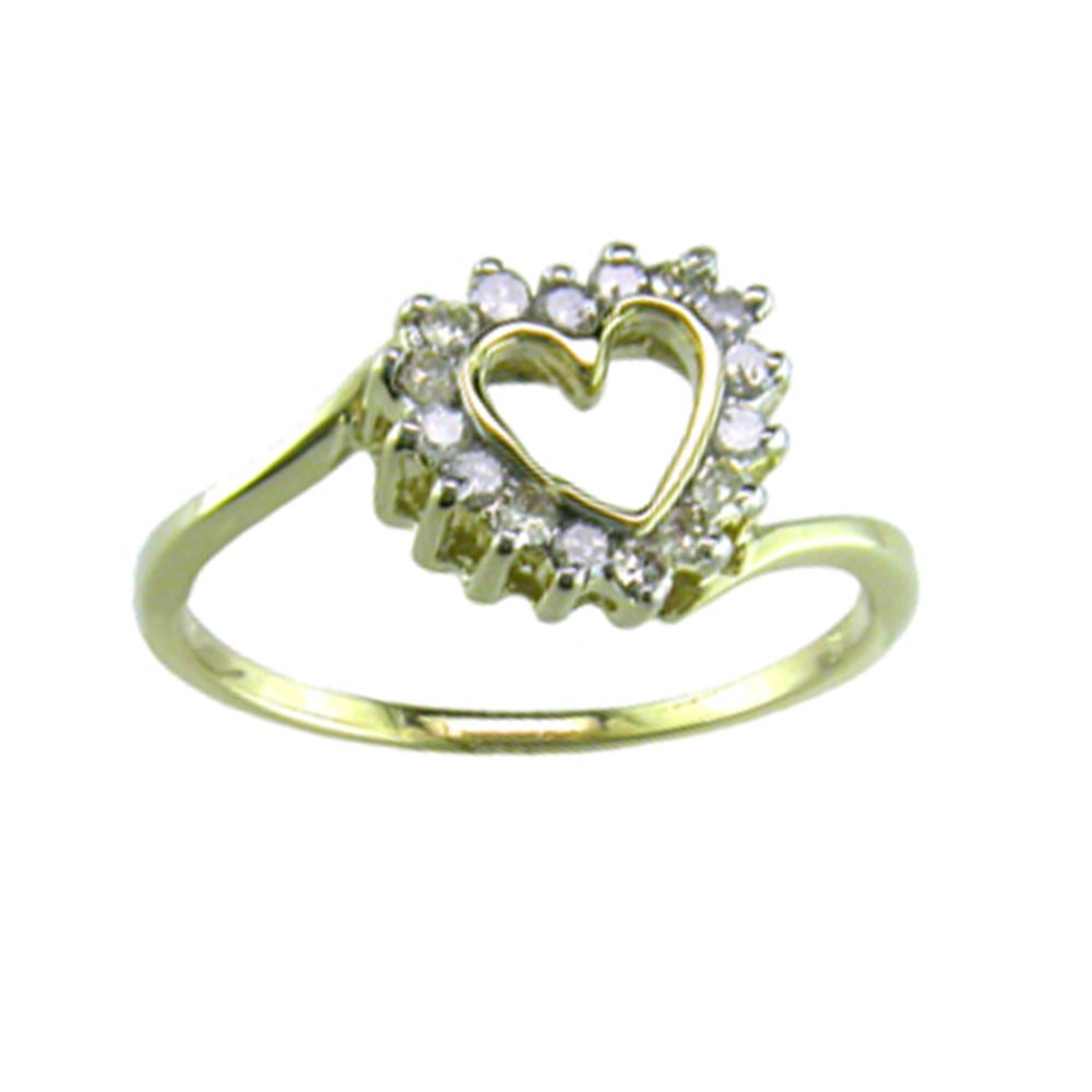 1/4 cttw Diamond Heart Ring. 10k Yellow Gold