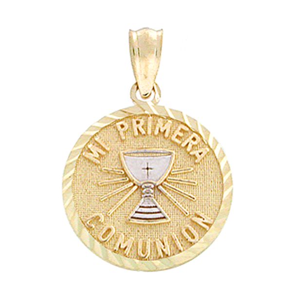 Oro Para Ti Mi Primera Comunion Medal.14K Yellow And White Gold