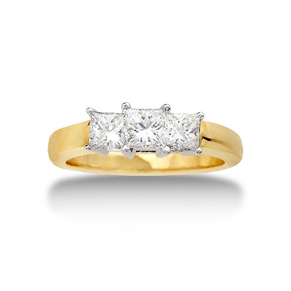 1 Ct. T.w. Square Diamond 3-stone Ring In 14K White Gold