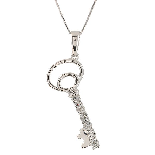 .03 Ct. T.w. White Diamond Accent Key Pendant