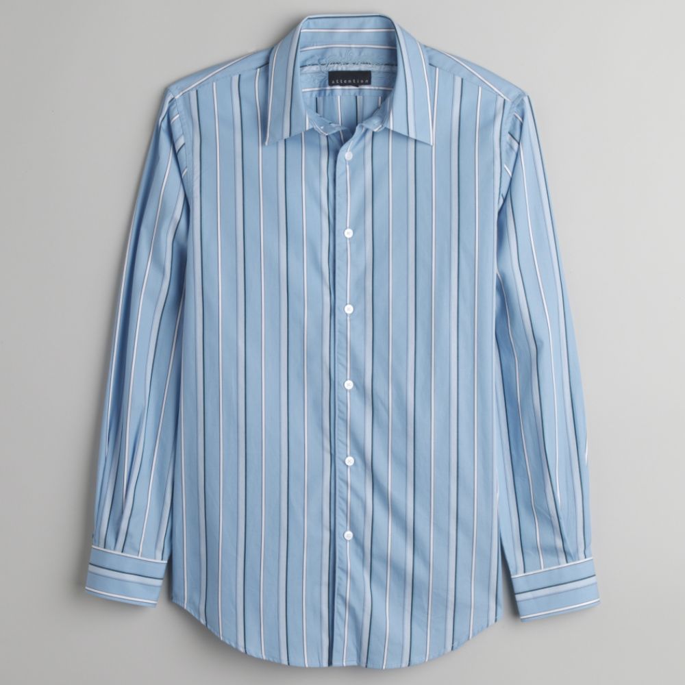 Structure Men's Long Sleeve Broad Striped Woven Dress Shirt