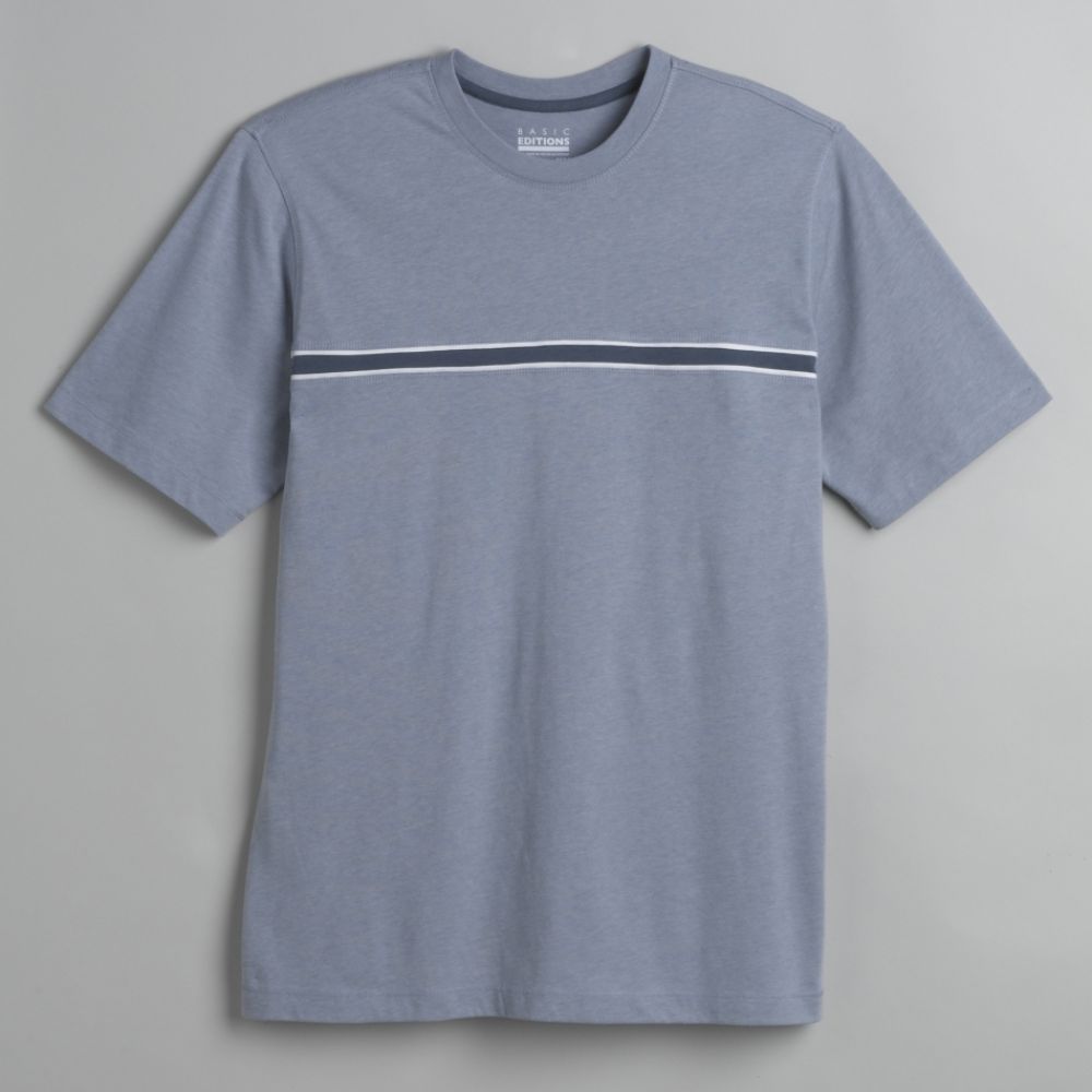 Basic Editions Men's Big & Tall Short Sleeve Center Stripe T-Shirt