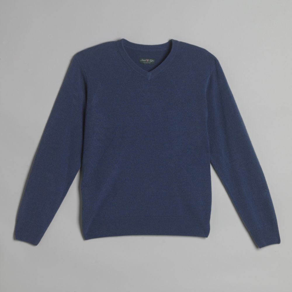 David Taylor Men's Diamond Patterned Textured Sweater