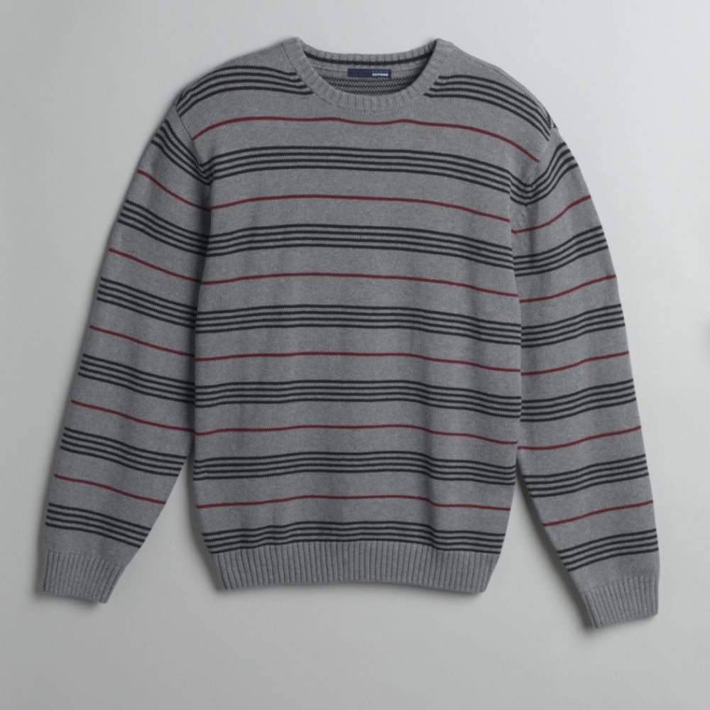 Basic Editions Men's Stripe Crewneck Sweater