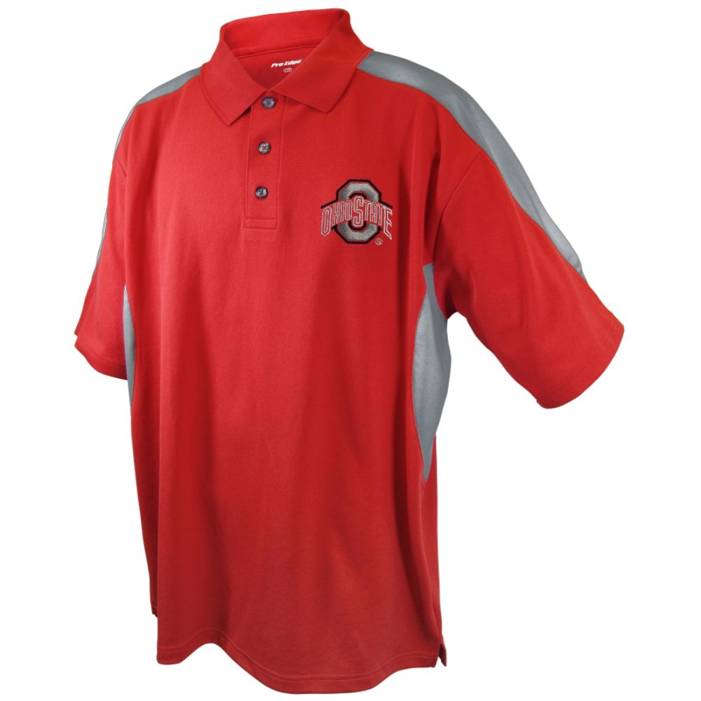NCAA Men's Short Sleeve Ohio State Buckeyes Mascot Embroidery Polo