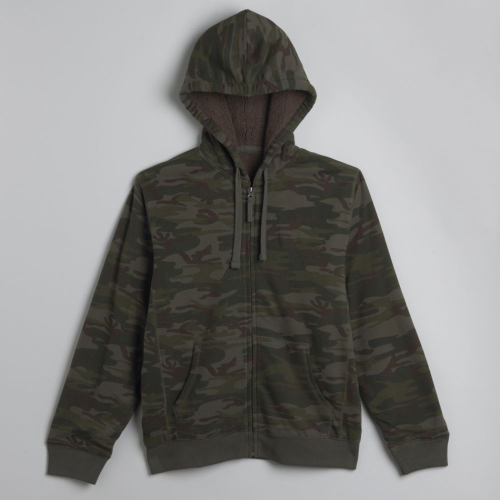 Basic Editions Men's Sherpa-Lined Camouflage Hoodie