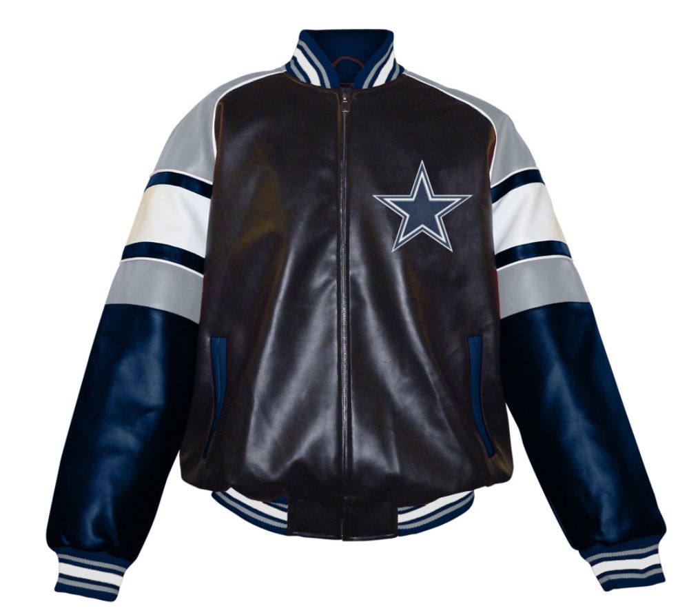 NFL Men's Dallas Cowboys Pleather Jacket - Navy