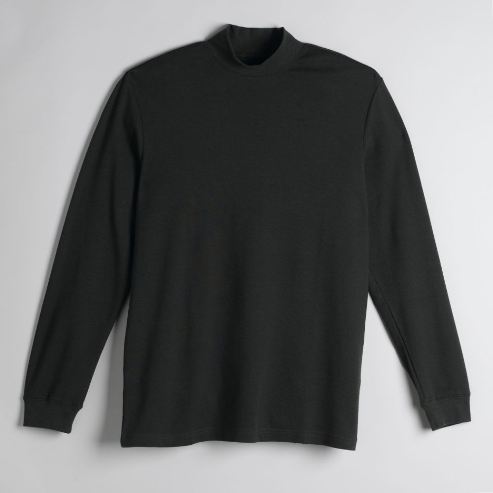 Basic Editions Men's Solid Long Sleeve Mock Neck Shirt
