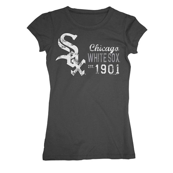 MLB Women's Chicago White Sox Cap-Sleeve Scoop with Raw Edges Jersey Tee
