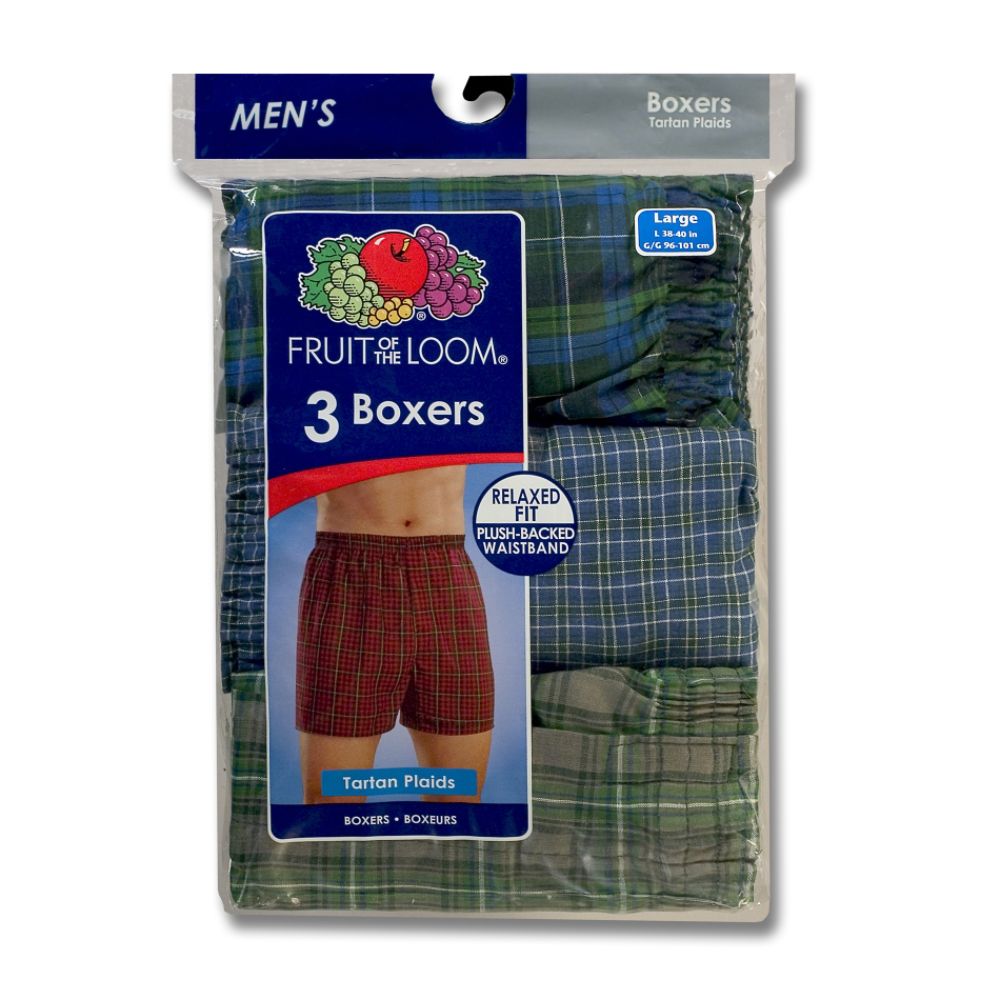 Fruit of the Loom Men's Big & Tall Tartan Plaid Relaxed Fit Boxers - 3 Pk at Kmart.com