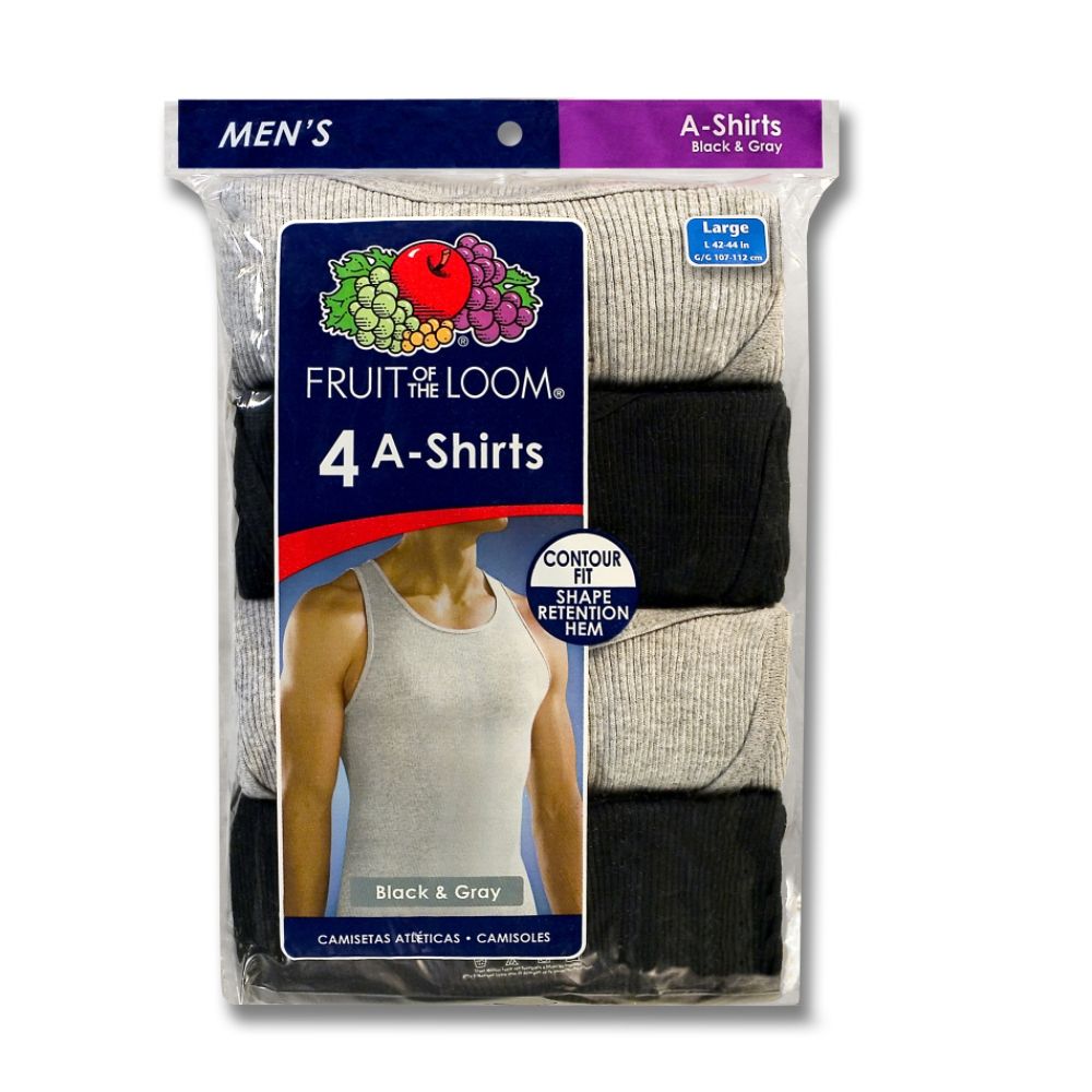 Fruit of the Loom Men's Big & Tall A-Shirts - 4-Pk Black/Gray at Kmart.com