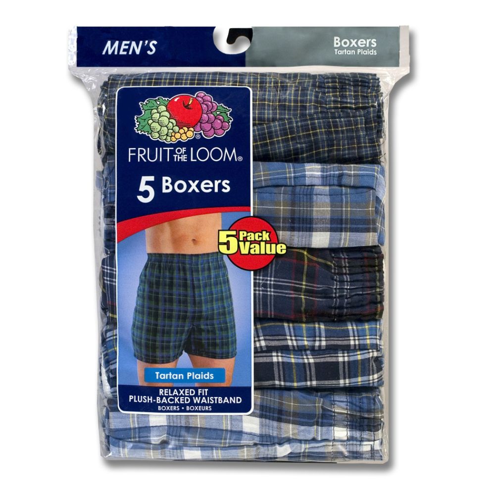 Fruit of the Loom Men's Tartan Plaid Boxers - Blue 5-Pack at Kmart.com