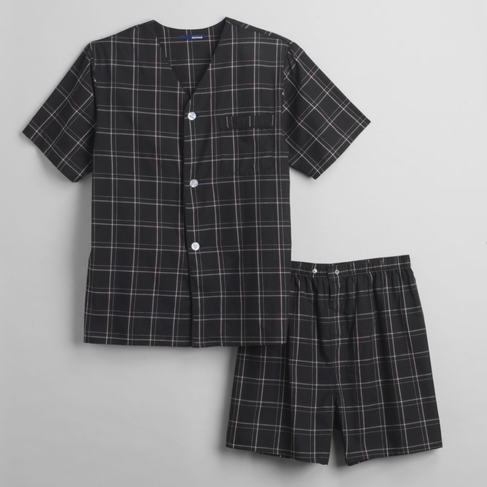 Basic Editions Men's Short Sleeve Plaid Broadcloth Pajama Shorts Set at Kmart.com