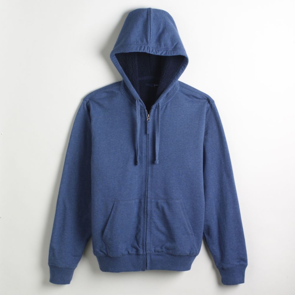 Basic Editions Men's Big & Tall Faux-Sherpa Linded Hooded Sweatshirt