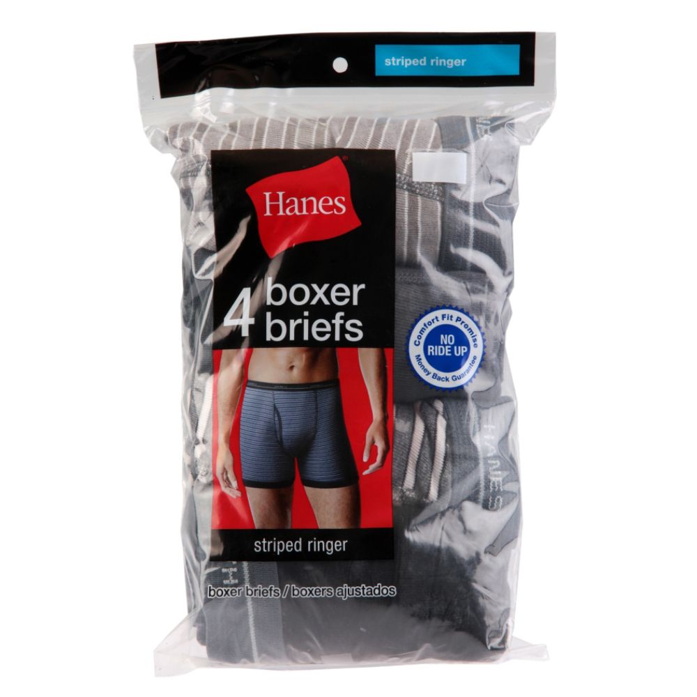 Hanes Men's Classics Comfort Stretch No Ride Up Stripes Boxer Briefs 4 Pack at Kmart.com