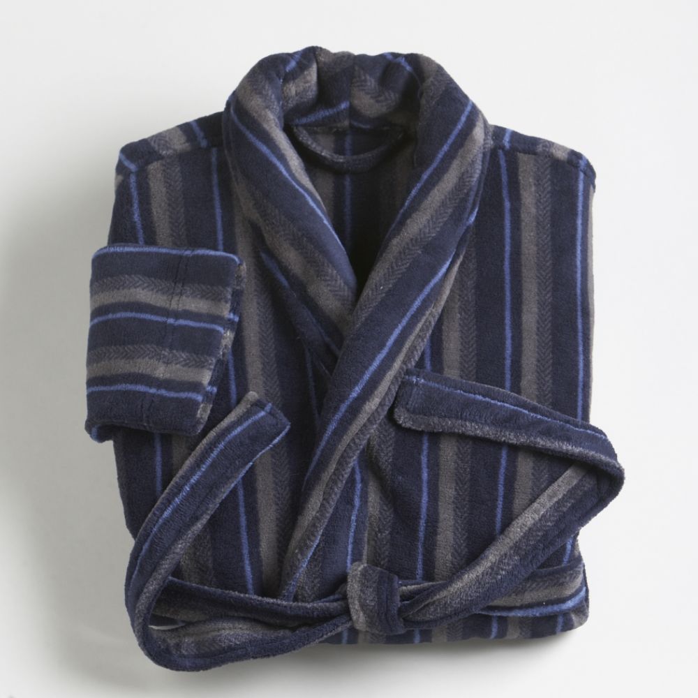 Joe Boxer Men's Stripe Plush Robe - One Size Fits Most