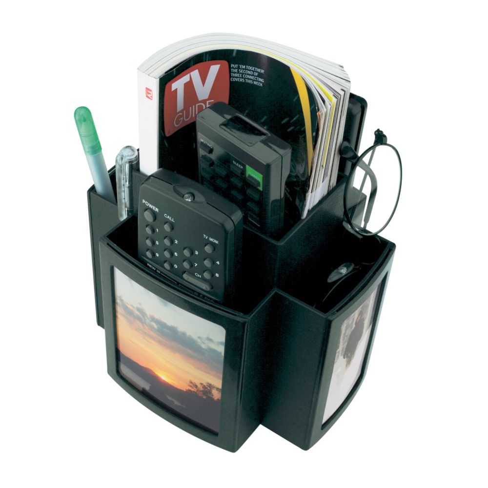 Spinning TV Organizer with Picture Frames