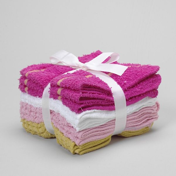 12pk Washcloth Set Pink Stripe Rib 1387225