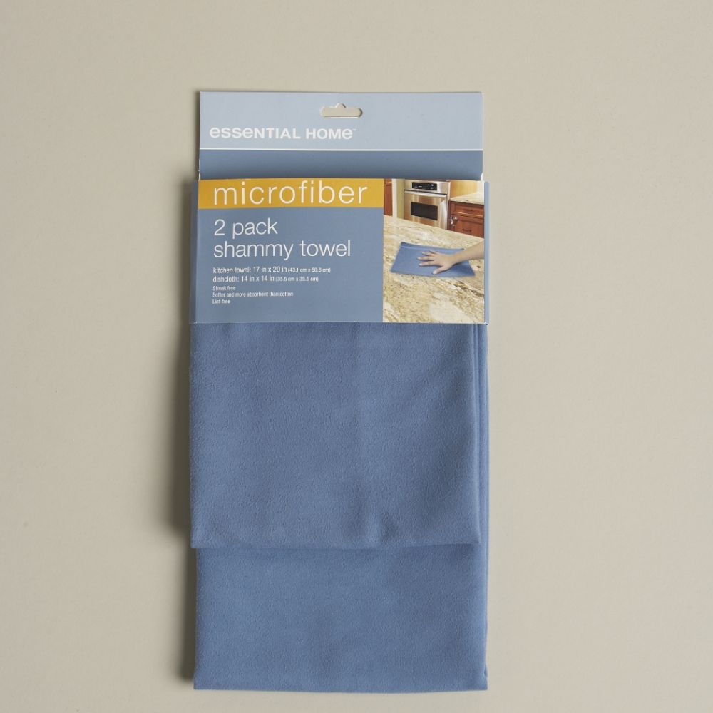 Essential Home 2-pk Microfiber Super Scrubber Dish Towel Gray