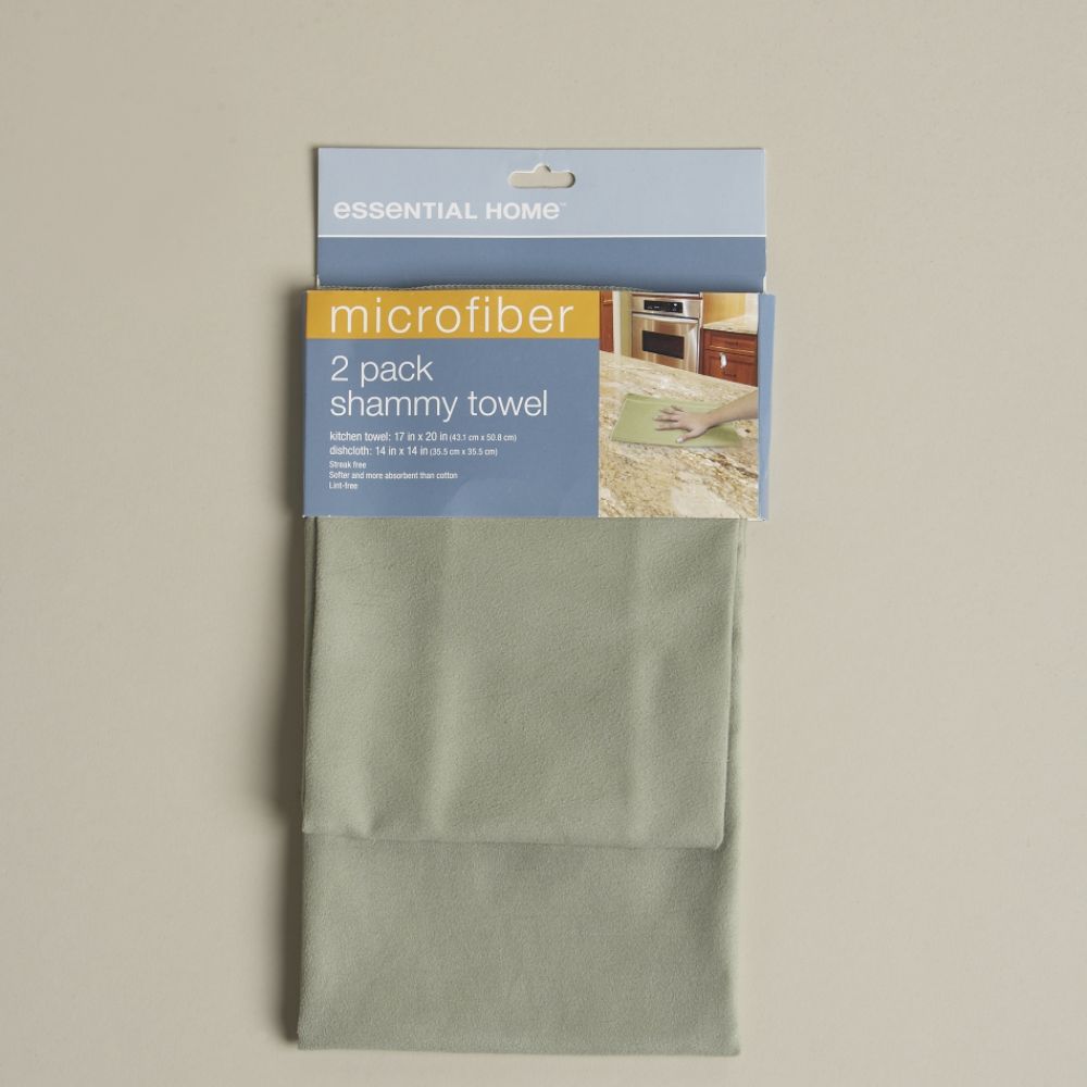 Essential Home 2-pk Microfiber Shammy Towel Dish Towel Khaki