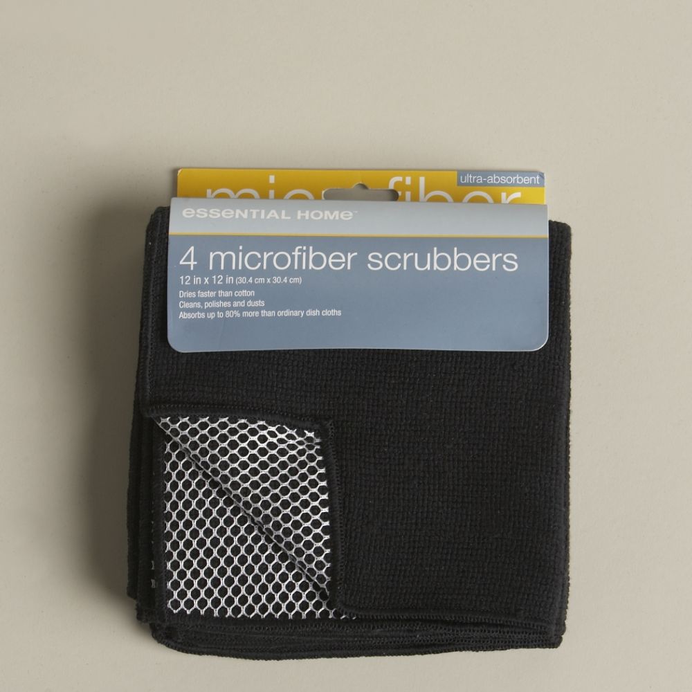 Essential Home 4-pk Microfiber Scrubber Dishcloths Black at Sears.com