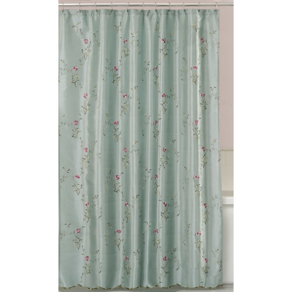 Essential Home Shower Curtain Vanessa Aqua Fabric