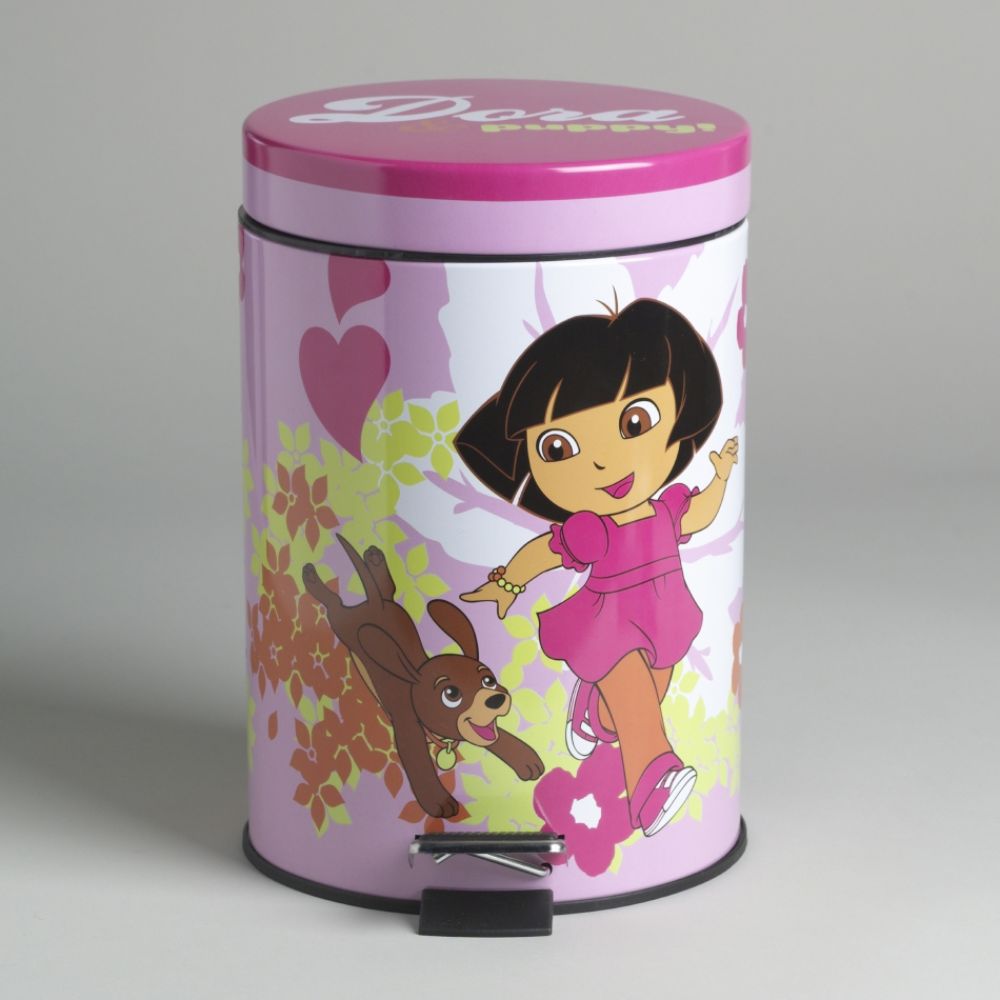 Dora Puppy Metal Step Wastebasket