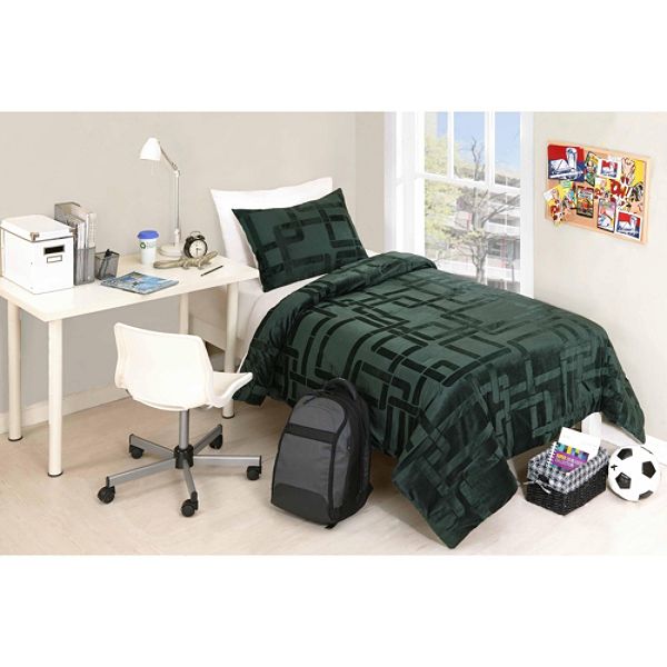 COEXIST by Cannon Plush Comforter Set Square Connect-Twin/Twin XL 