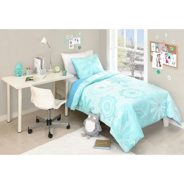 Coexist By Cannon Plush Comforter Set Blue Daisy Wink-twin/txl