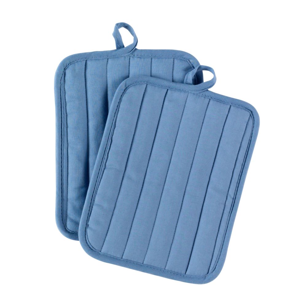 Essential Home 2 Pack Solid Potholder Blue