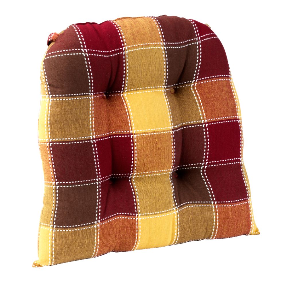 Essential Home Multi Plaid Stuffed Chair Pad