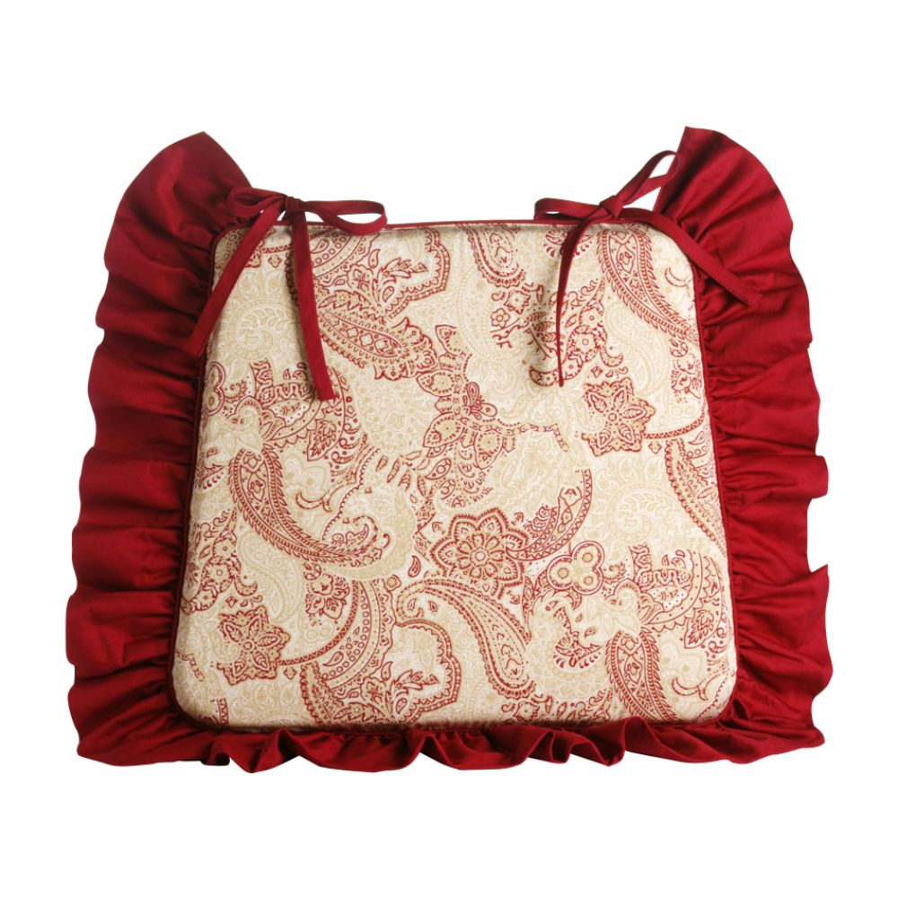Jaclyn Smith Today Red and Tan Paisley Reversible Chair Pad