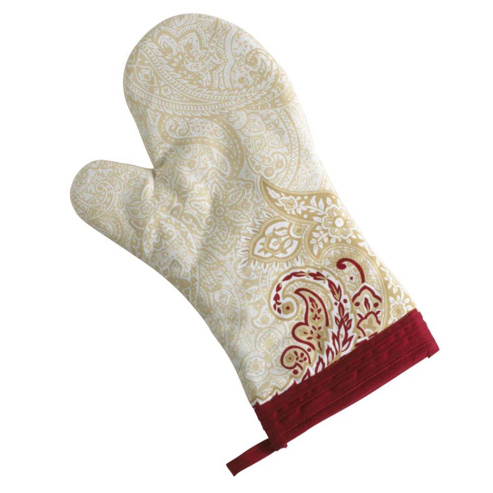 Jaclyn Smith Today Red And Tan Paisley Oven Mitt