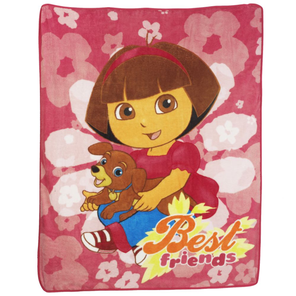 Nickelodeon Exclusive! Dora & Puppy Micro-Raschel Throw 50in x 60in