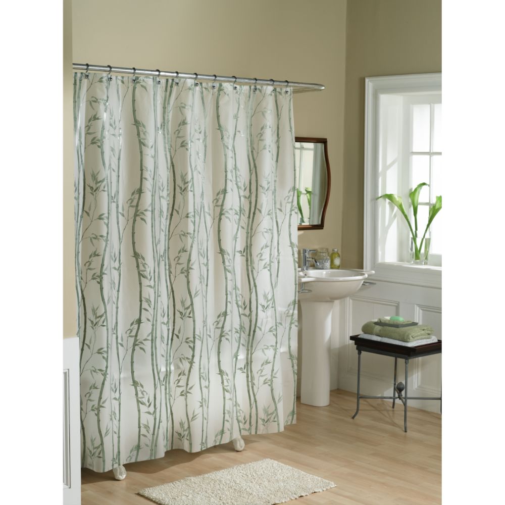 Essential Home Shower Curtain Bamboo Vinyl PEVA