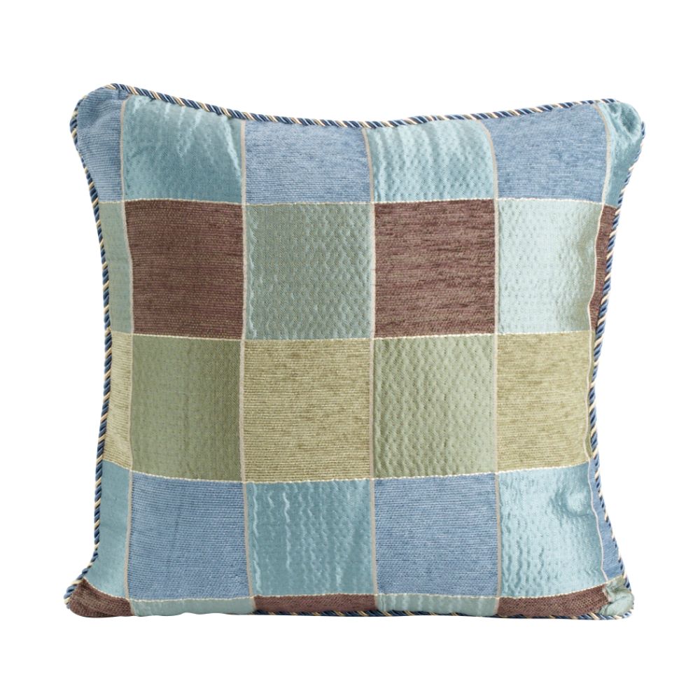 Essential Home Chenille Block Decorative Pillow With Braided Trim