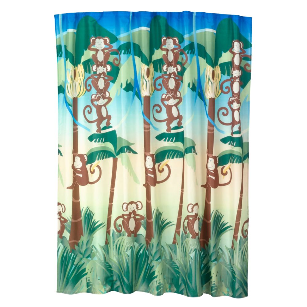 Essential Home Spunky Monkey Fabric Shower Curtain