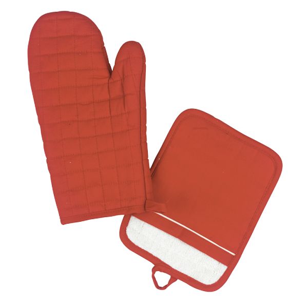 Essential Home 2 Piece Oven And Pot Mitt Set - Red