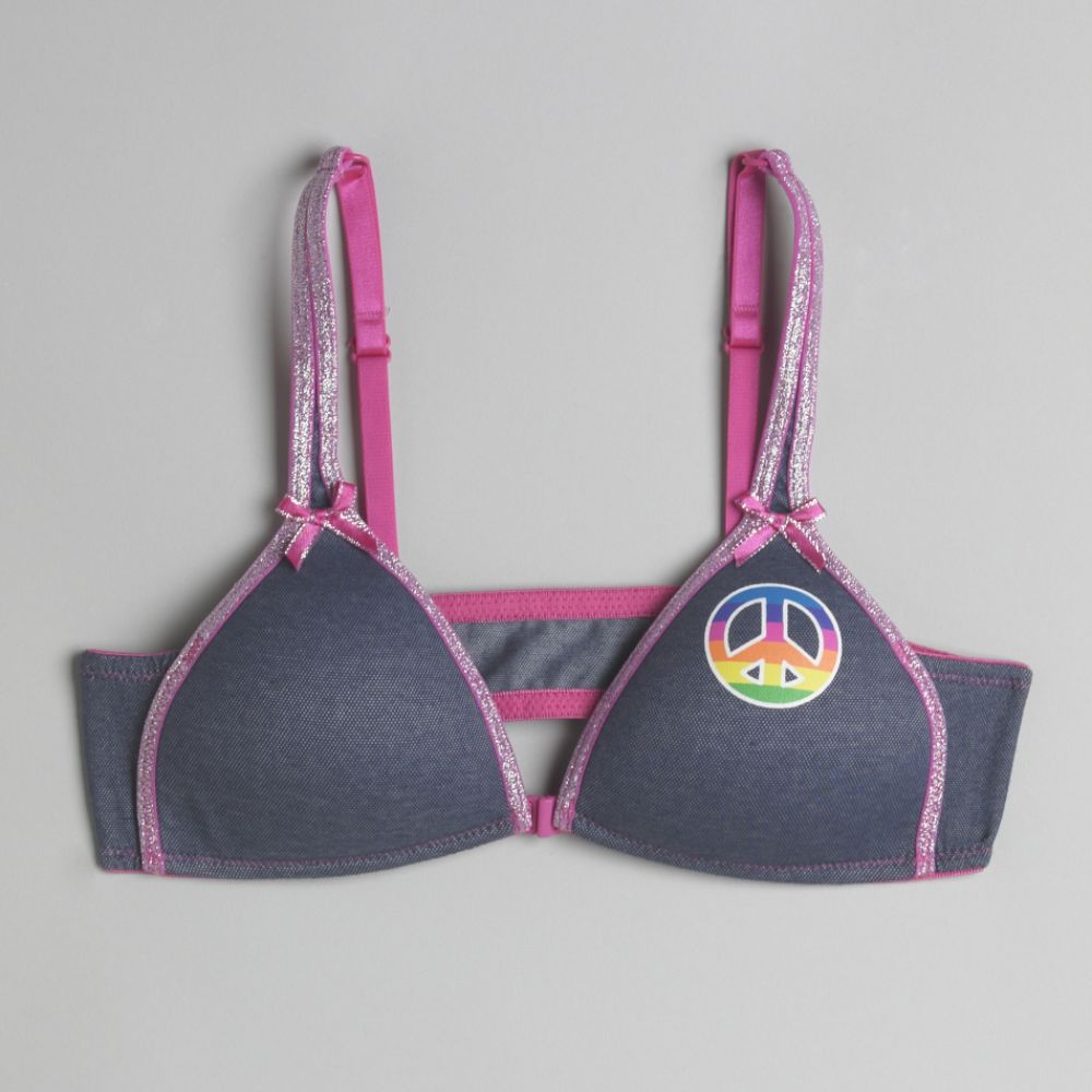 Joe Boxer Girl's Peace Sign Denim Training Bra