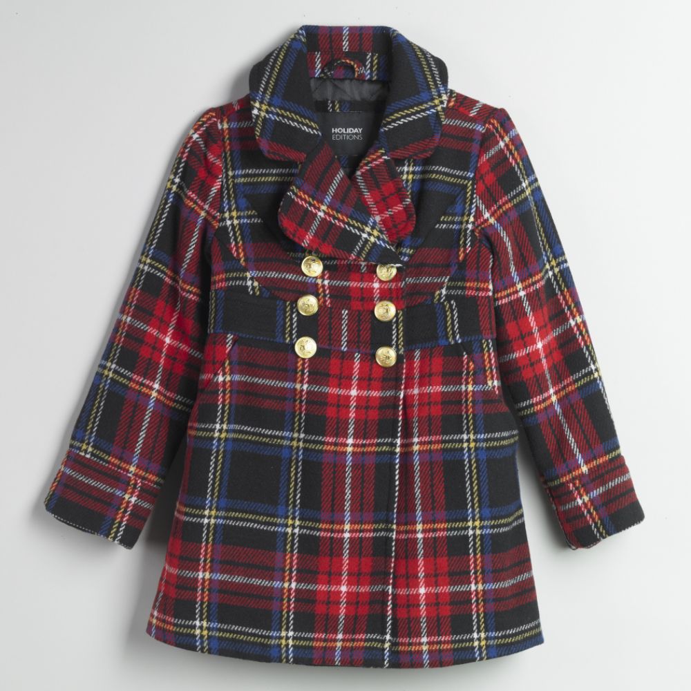 Basic Editions Girl's Plaid Print Long Fashion Jacket