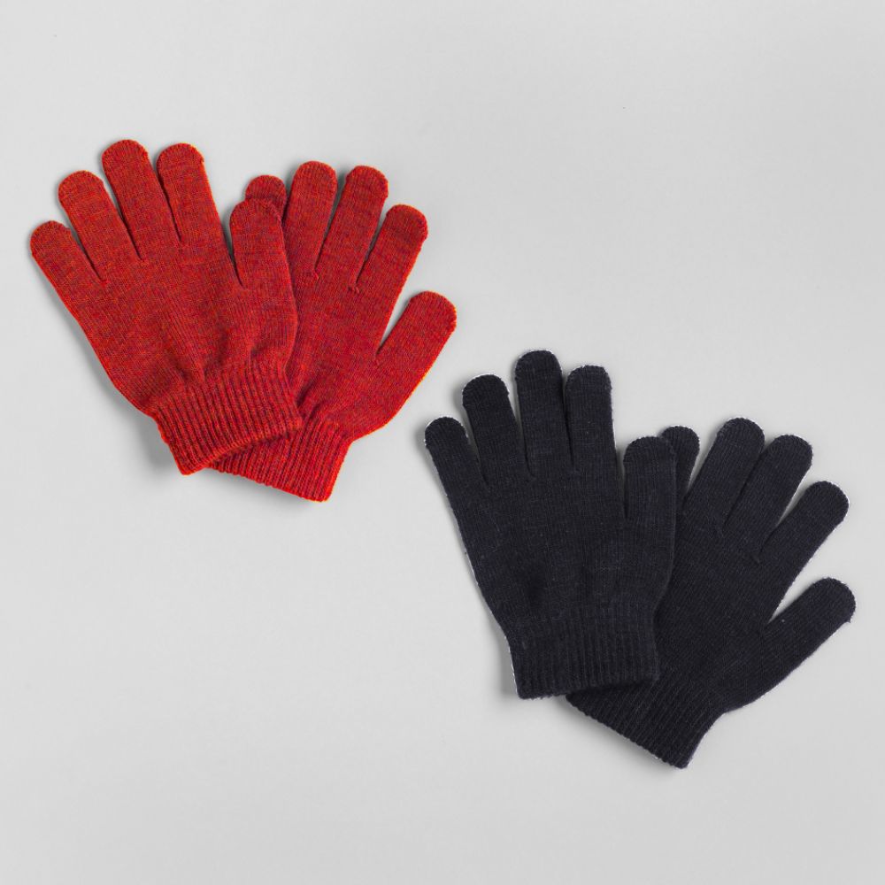Boy's Two-Pack Solid Knit Gloves