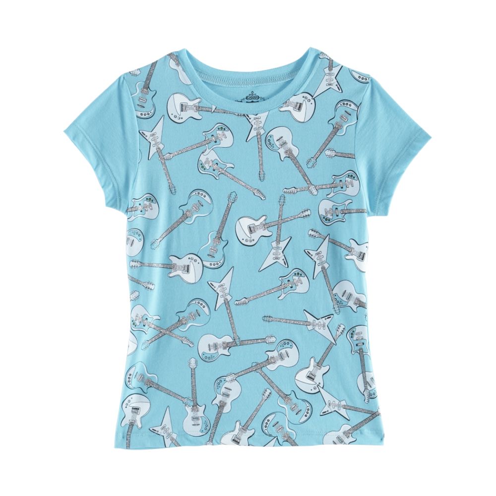 Route 66 Girl's Tossed Guitar Print Graphic Tee